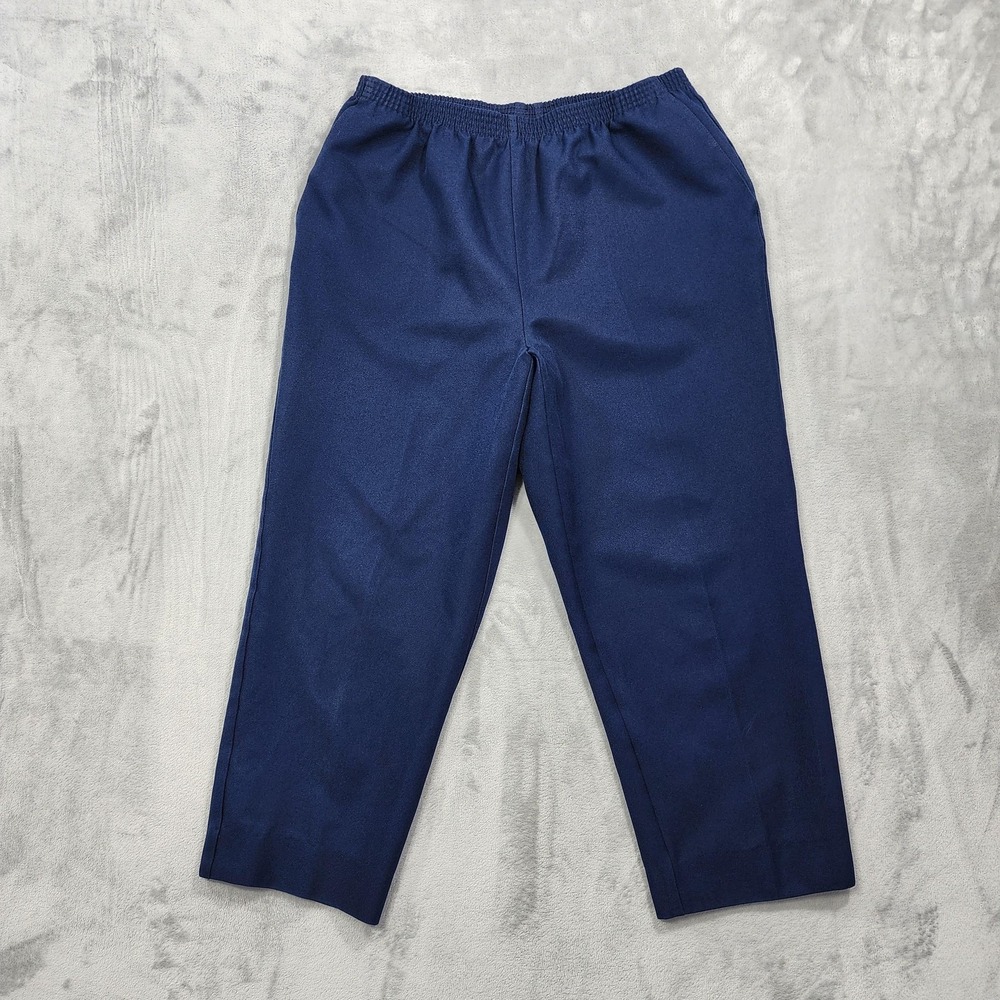 Vintage Alfred Dunner Pants Womens 16P PETITE Blue Pull On High Rise Tapered